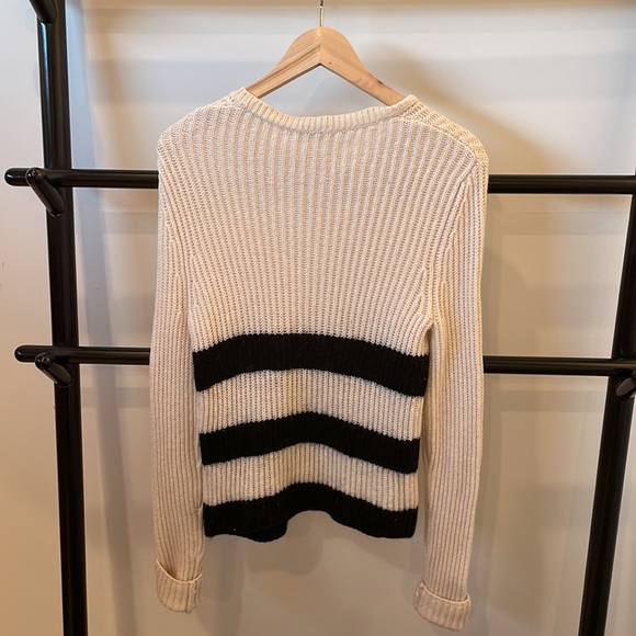 Equipment size S ivory and black stripe wool sweater - Picture 4 of 4